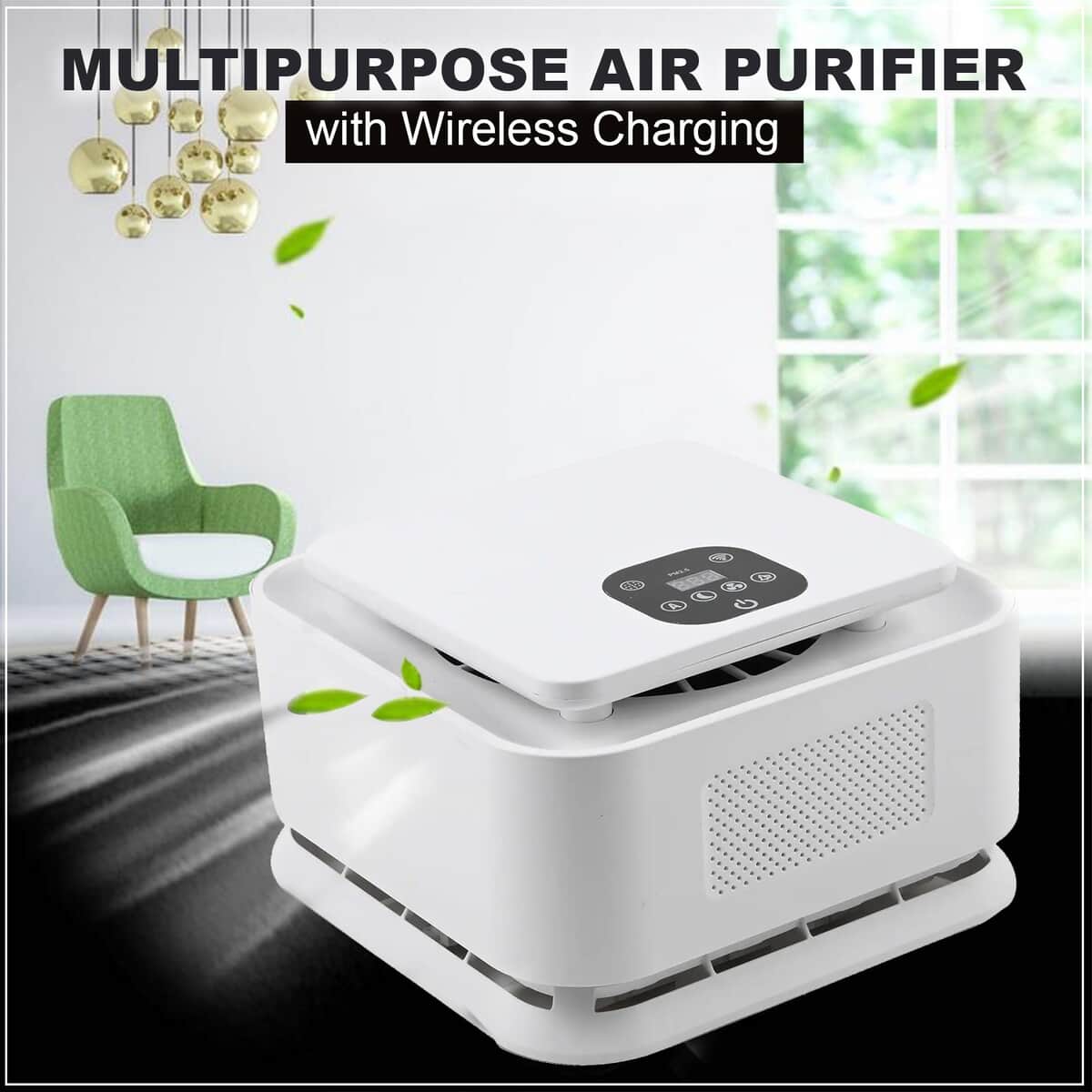 White Multipurpose Air Purifier with Wireless Charging image number 1