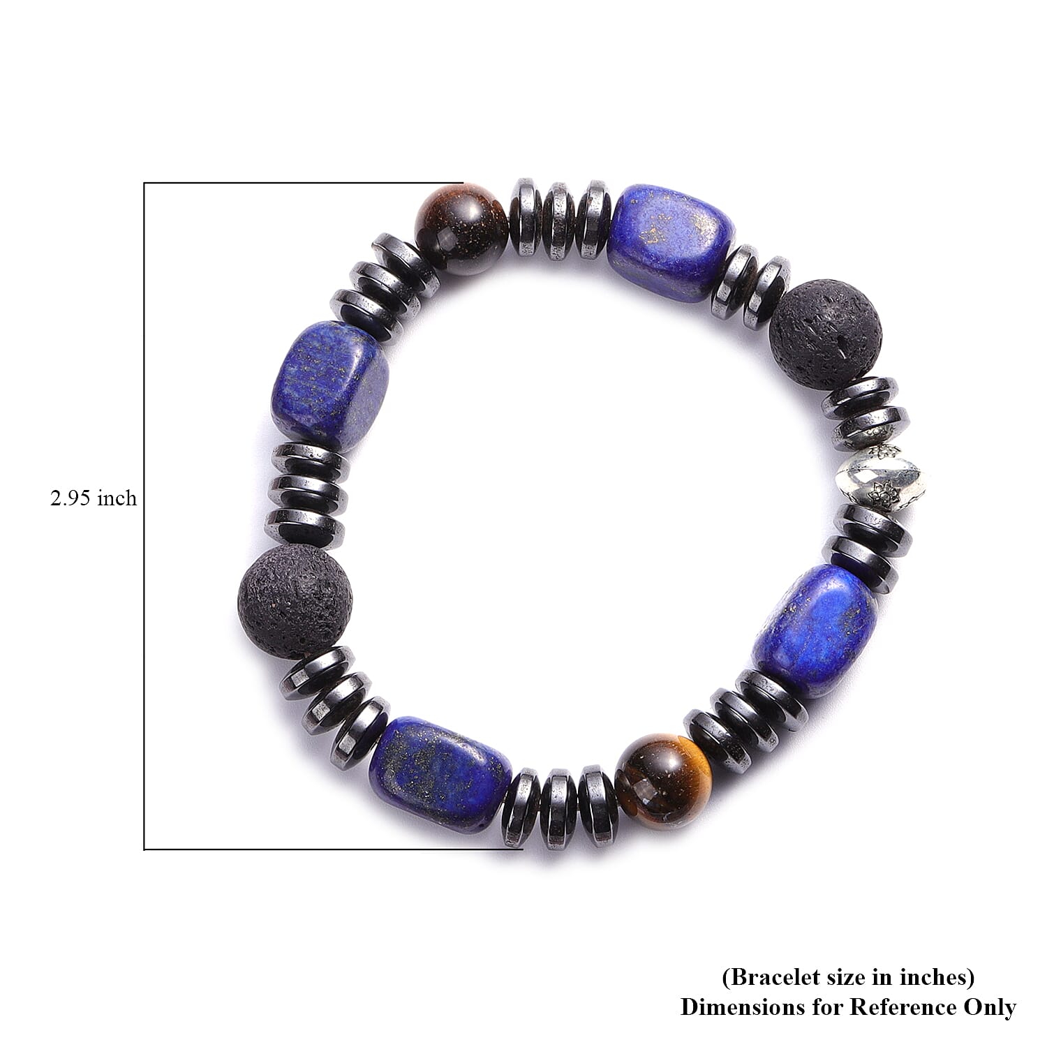 Hematite and Multi Gemstone Chakra Bracelet in Goldtone (6.50 In) 189.50 ctw