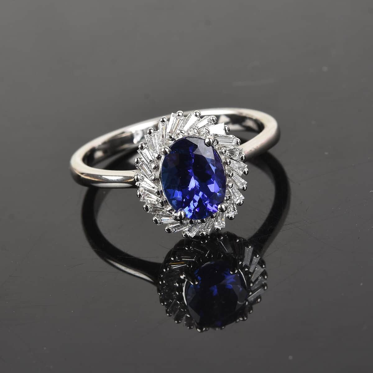 Certified & Appraised Rhapsody 950 Platinum AAAA Tanzanite and E-F VS Diamond Ring (Size 10.0) 6.30 Grams 2.15 ctw image number 1
