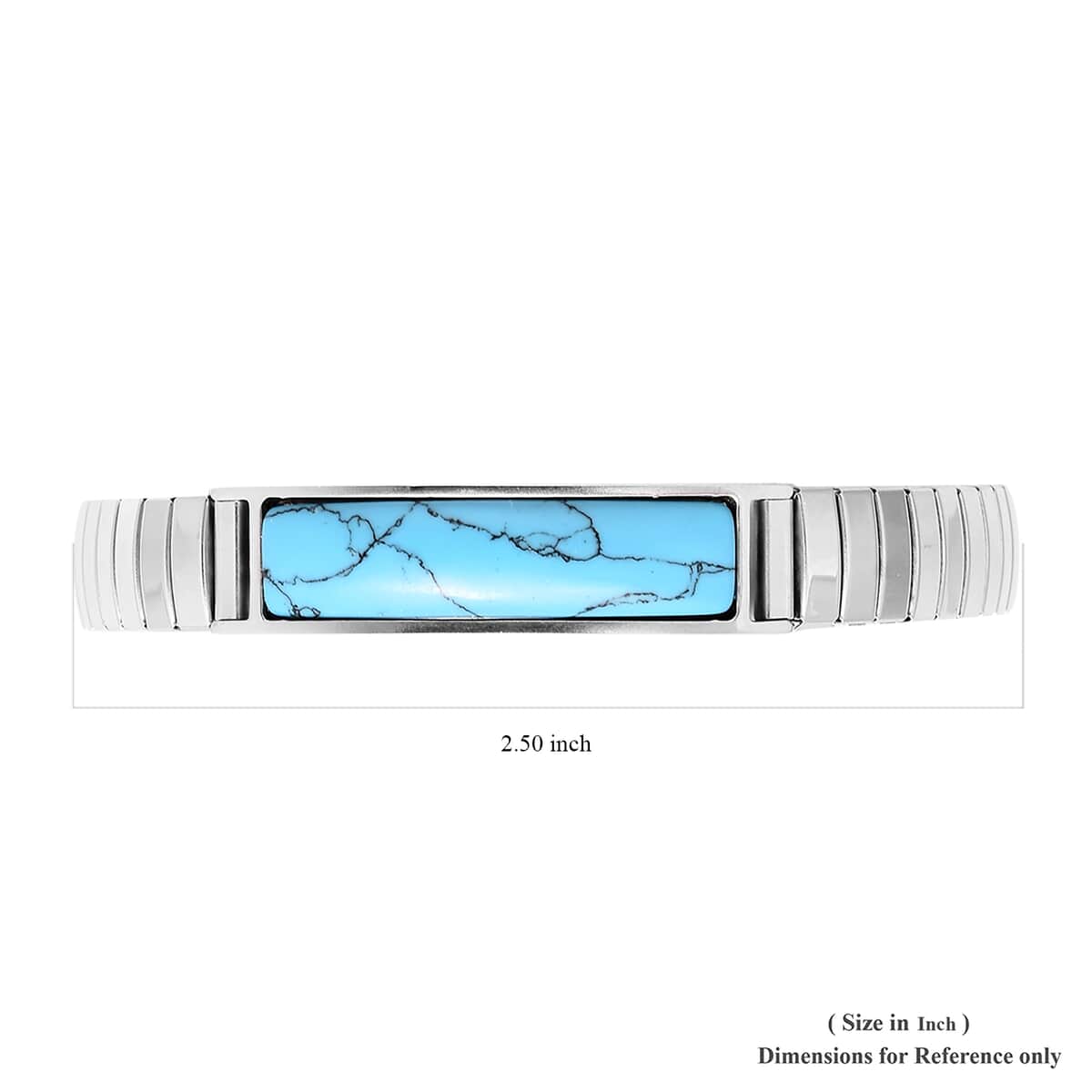 Blue Howlite Adjustable Bracelet in Stainless Steel (7.25 In) 15.00 ctw image number 3