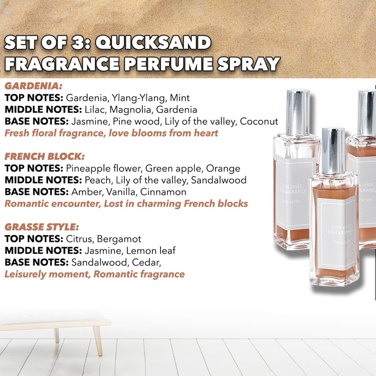 The 5th Season Set of 3 Quicksand Home Fragrance Perfume Spray (30 ml) image number 2