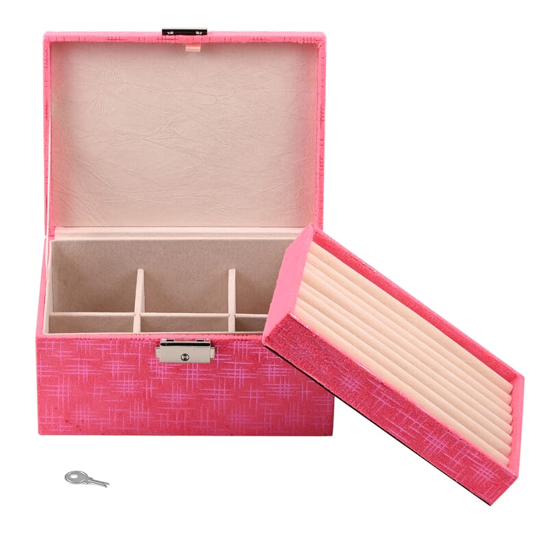 Pink Velvet Picture Photo Frame Display Jewelry Organizer with Glass Window (7.68x5.71x4.33)