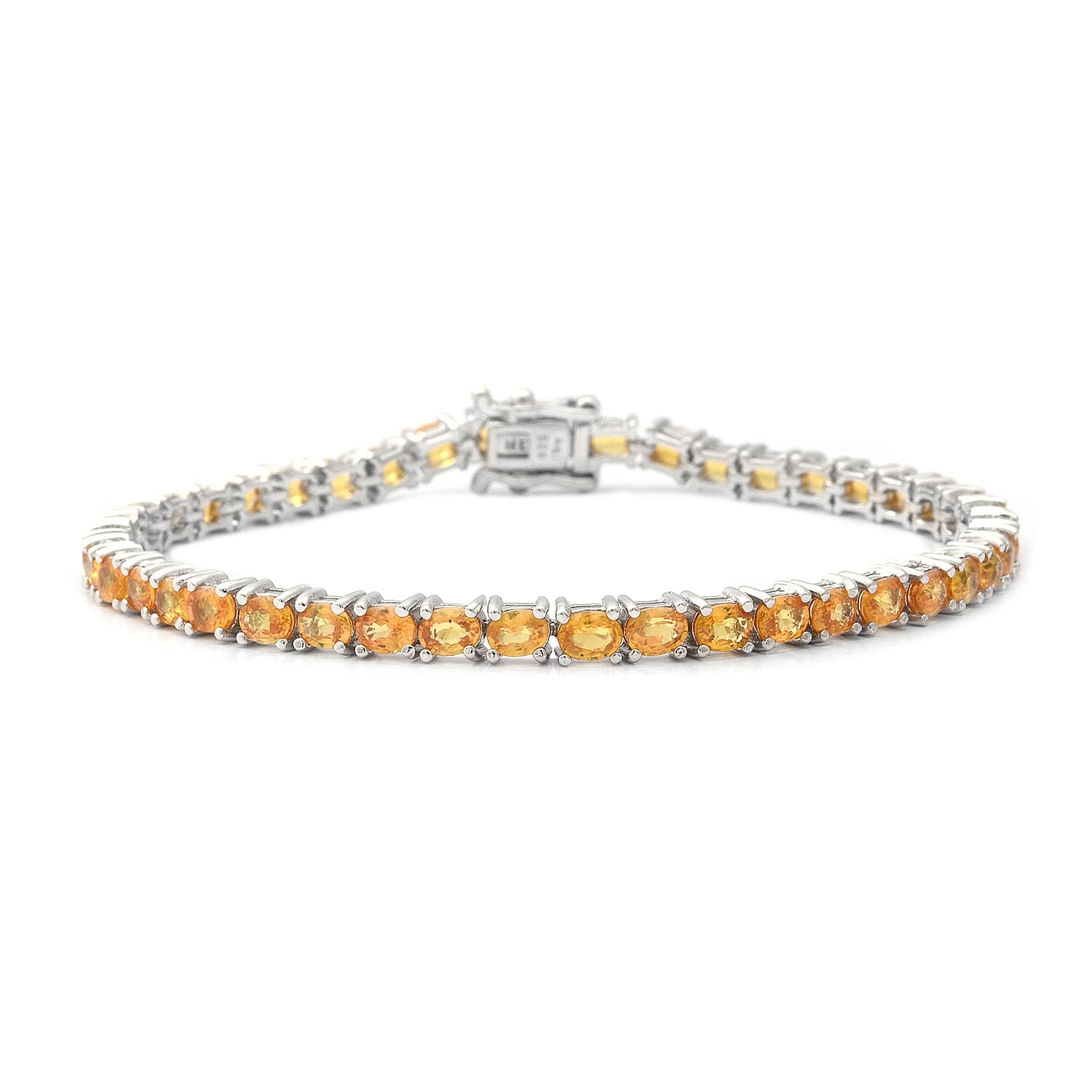 Yellow Sapphire Tennis Bracelet in Platinum Over Sterling Silver (6.50 In) 9.10 ctw
