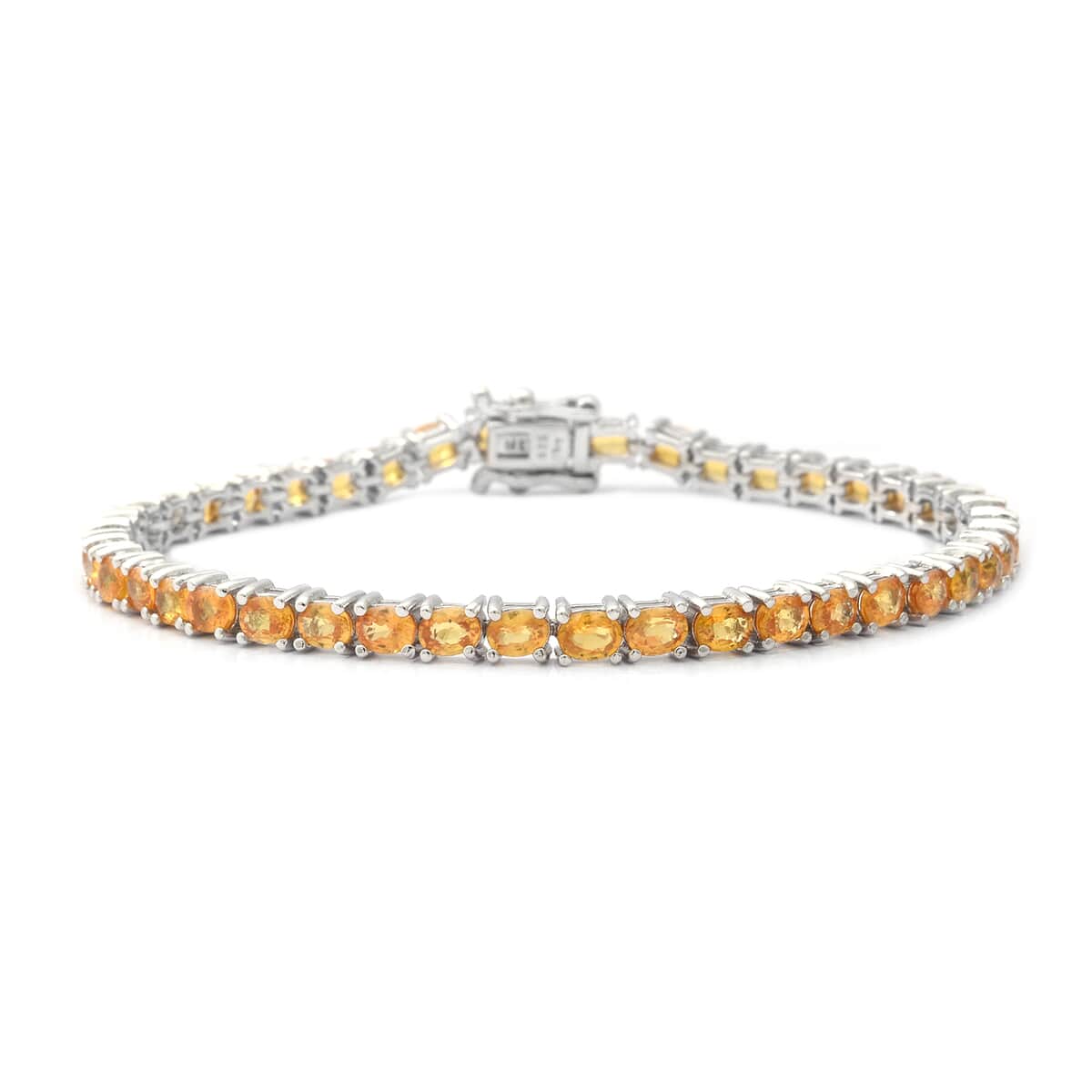 Yellow Sapphire Tennis Bracelet in Platinum Over Sterling Silver (6.50 In) 9.10 ctw image number 0