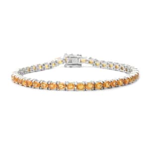 Yellow Sapphire Tennis Bracelet in Platinum Over Sterling Silver (6.50 In) 9.10 ctw