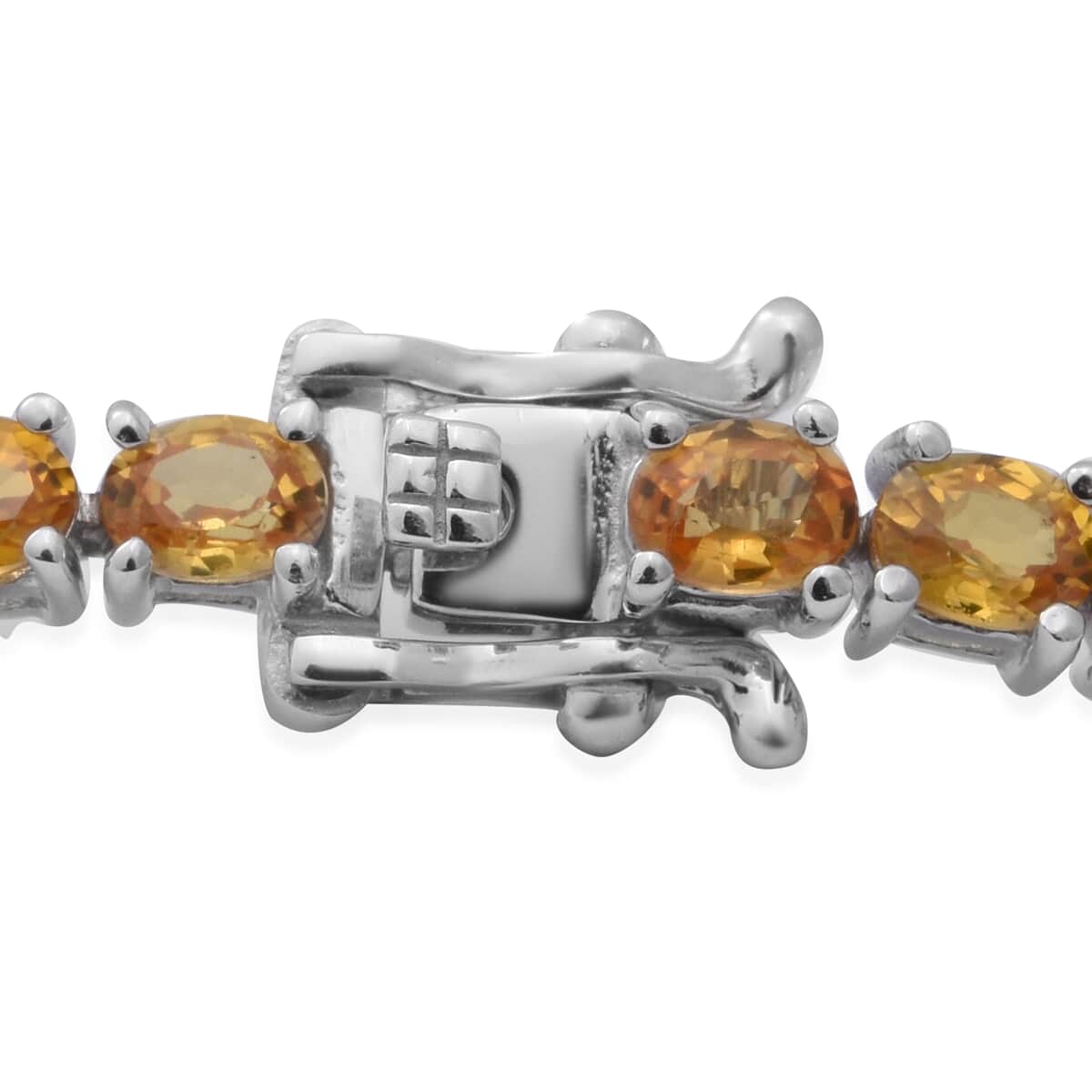 Yellow Sapphire Tennis Bracelet in Platinum Over Sterling Silver (6.50 In) 9.10 ctw image number 1