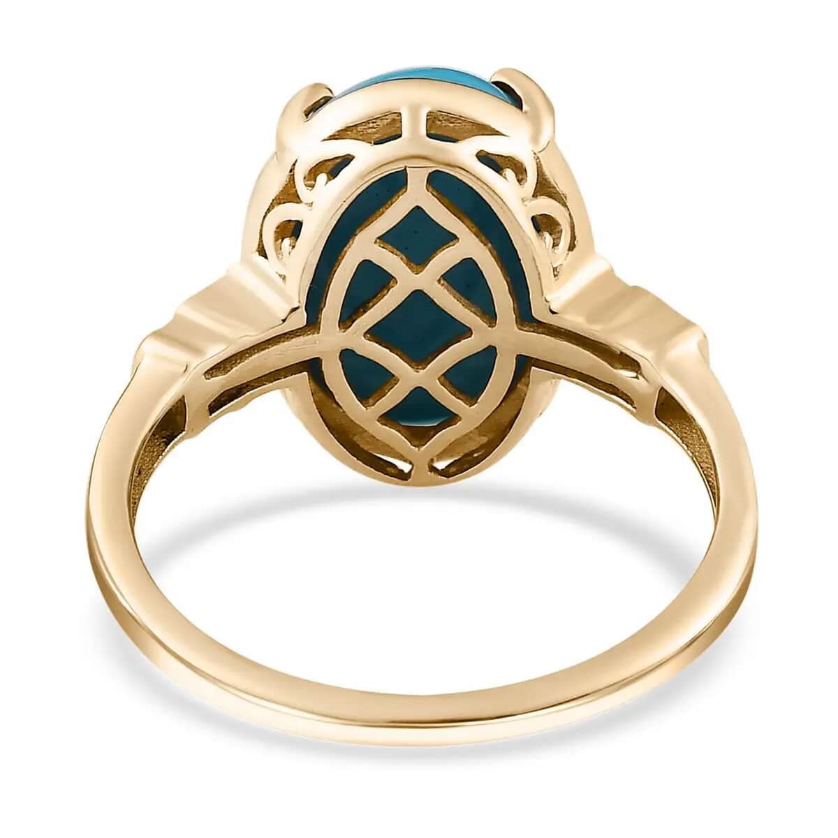 Luxoro Premium Sleeping Beauty Turquoise and Diamond 5.40 ctw Accent Ring, 10K Yellow Gold Ring, Turquoise Jewelry, Gifts For Her (Size 8.00) image number 4