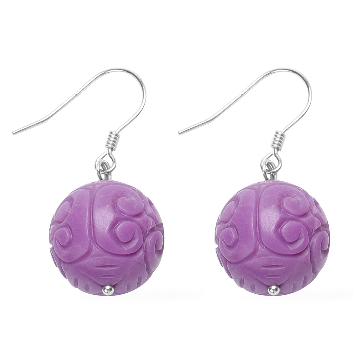 Phosphosiderite Carved Earrings in Sterling Silver 40.00 ctw image number 3