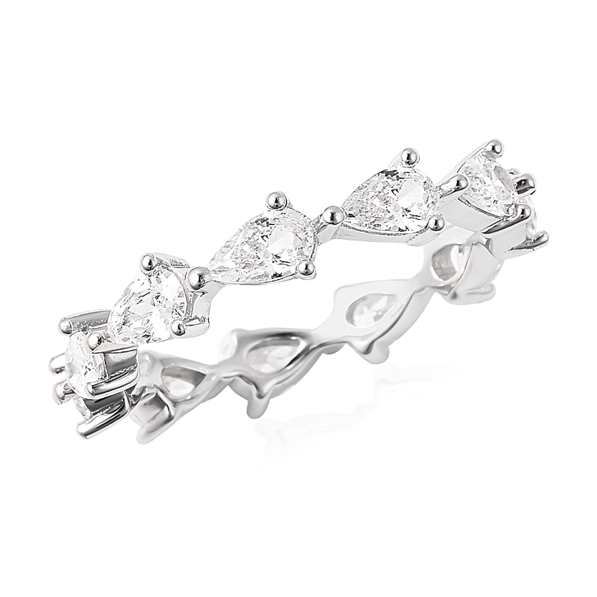 Lustro Stella Finest CZ Eternity Band Ring in Sterling Silver (Size 5.0) 3.60 ctw