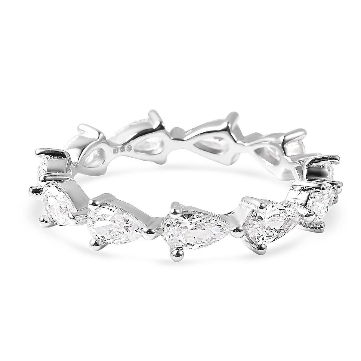Lustro Stella Finest CZ Eternity Band Ring in Sterling Silver (Size 5.0) 3.60 ctw
