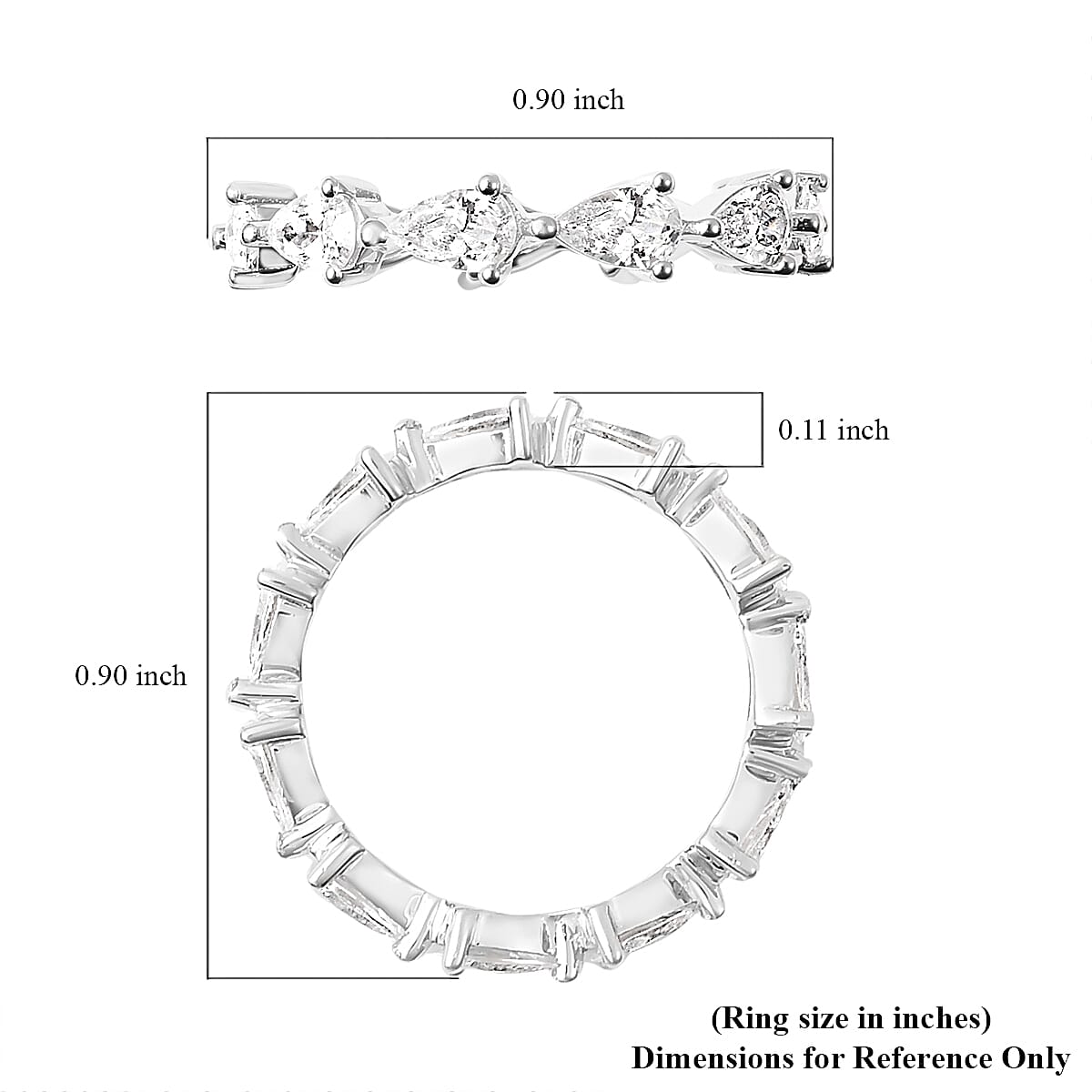 Finest CZ Eternity Band Ring in Sterling Silver (Size 7.0) 3.60 ctw image number 4