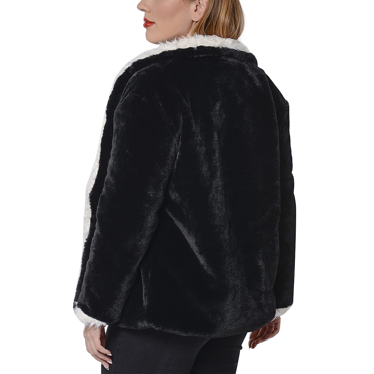 Passage Black And White Reversible Womens Coat With Shawl Collar And Long Sleeves (L, 100% Polyester) image number 1