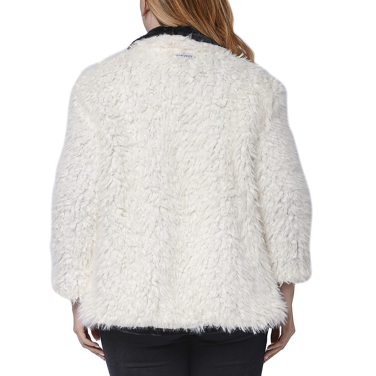 Passage Black And White Reversible Womens Coat With Shawl Collar And Long Sleeves (L, 100% Polyester) image number 4