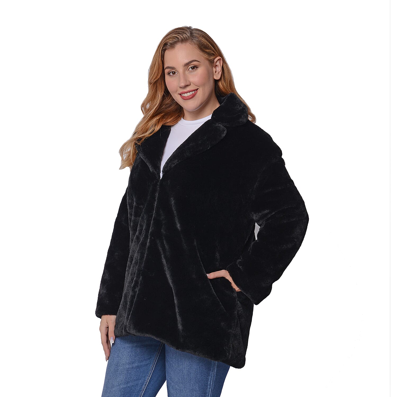 Passage Black Faux Fur Coat - S | Women's Polyester Coat | Winter Coats for Women | Ladies Fur Coats