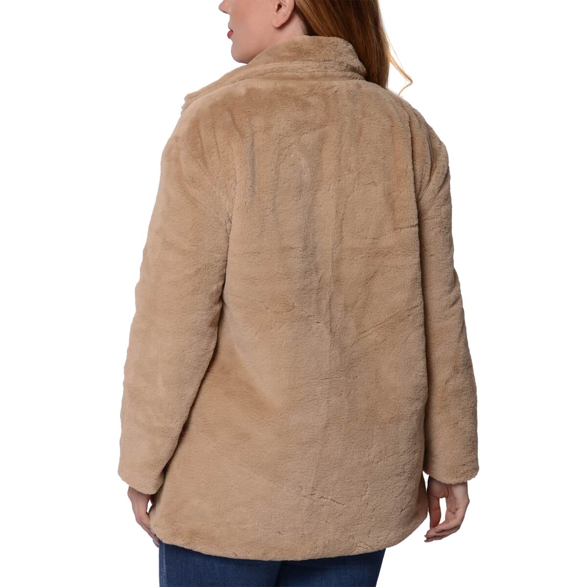 Passage Tan Faux Fur Coat - XL | Women's Polyester Coat | Winter Coats for Women | Ladies Fur Coats image number 1