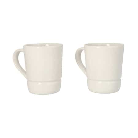 Set of 2 White Ceramic Drip Catching Mug image number 4