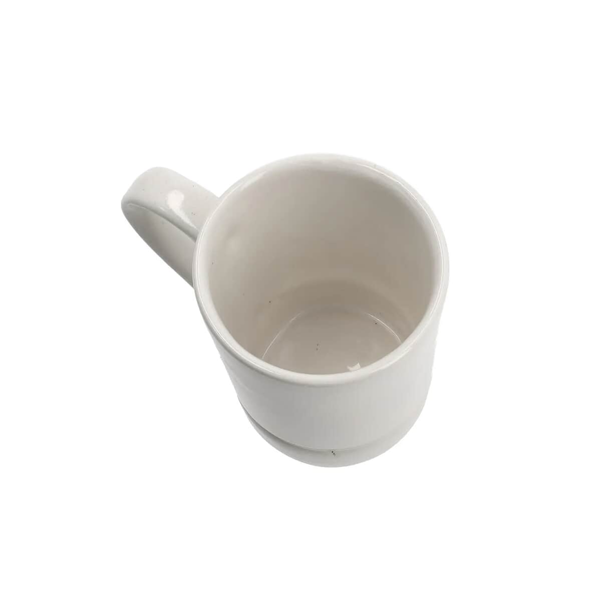 Set of 2 White Ceramic Drip Catching Mug image number 5