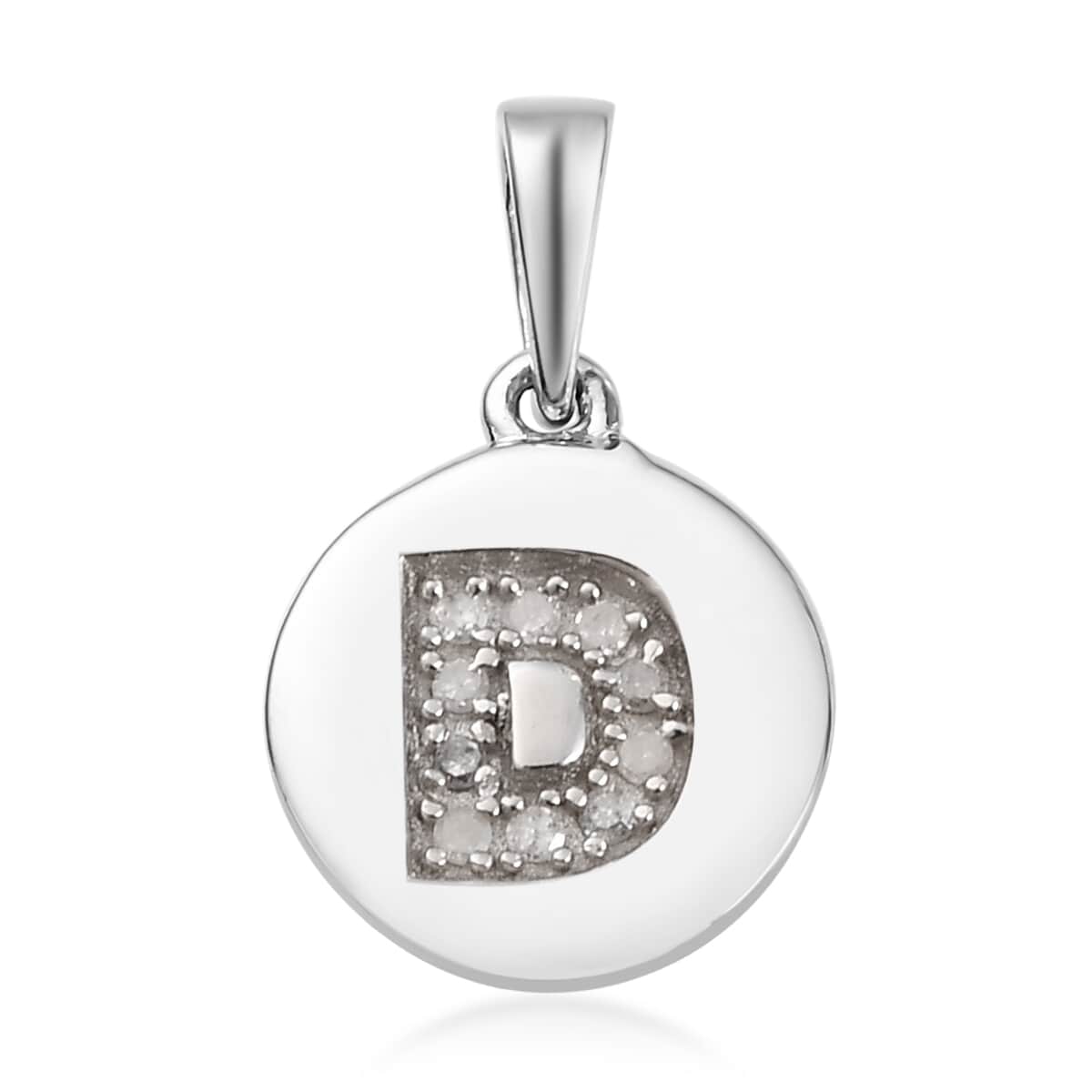 Lolos Exclusive Pick's Diamond Initial D Pendant in Platinum Over Sterling Silver 0.06 ctw image number 0