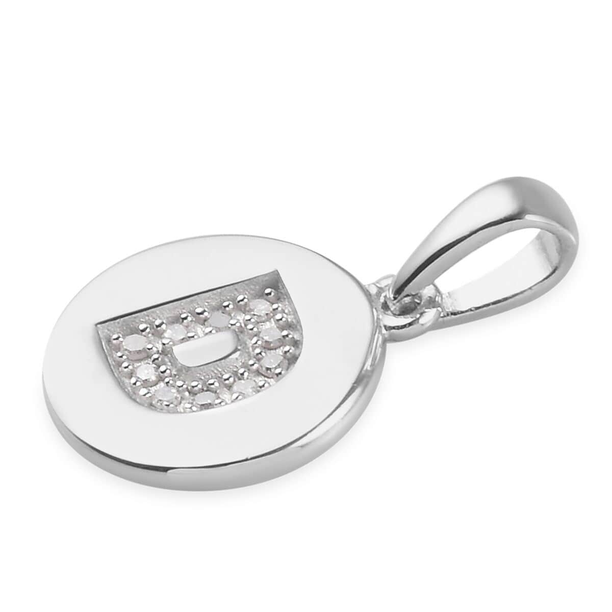 Lolos Exclusive Pick's Diamond Initial D Pendant in Platinum Over Sterling Silver 0.06 ctw image number 2