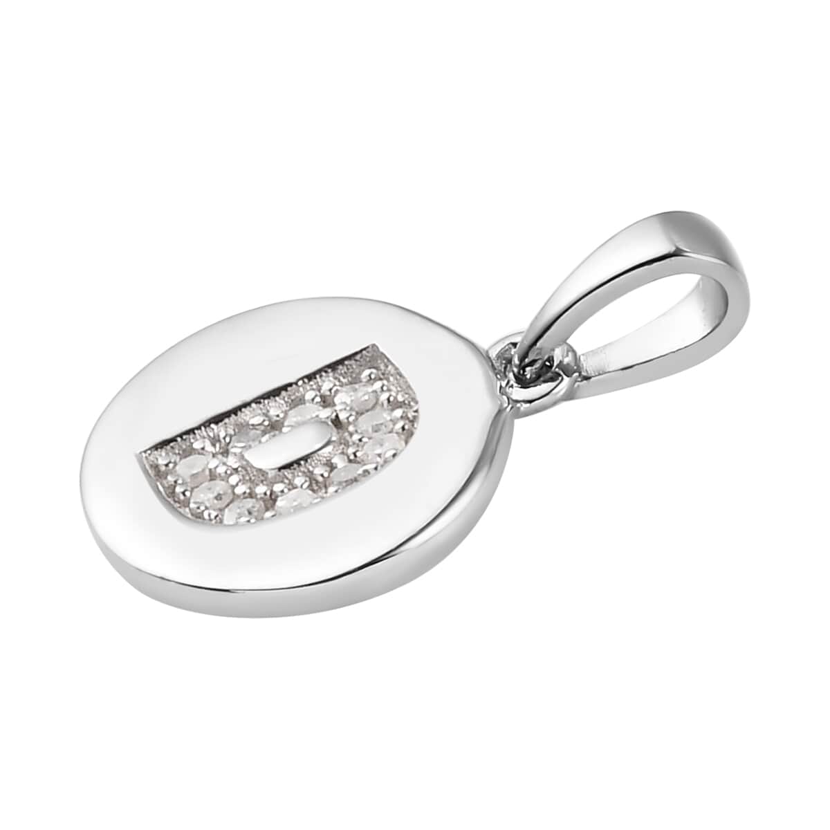 Lolos Exclusive Pick's Diamond Initial D Pendant in Platinum Over Sterling Silver 0.06 ctw image number 3