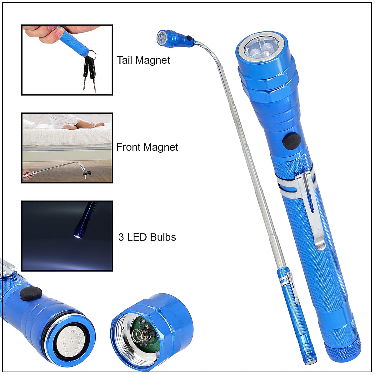 Homesmart Set of 2 Blue Aluminium LED Flexible Torch Magnetic Head Flashlight (7,Extends up to 22 In) (4xCR44 Batteries Included) image number 1