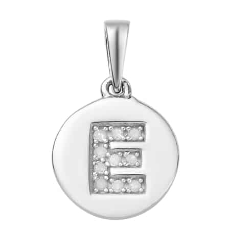 Lolos Exclusive Pick's Diamond Initial E Pendant in Platinum Over Sterling Silver 0.06 ctw image number 0