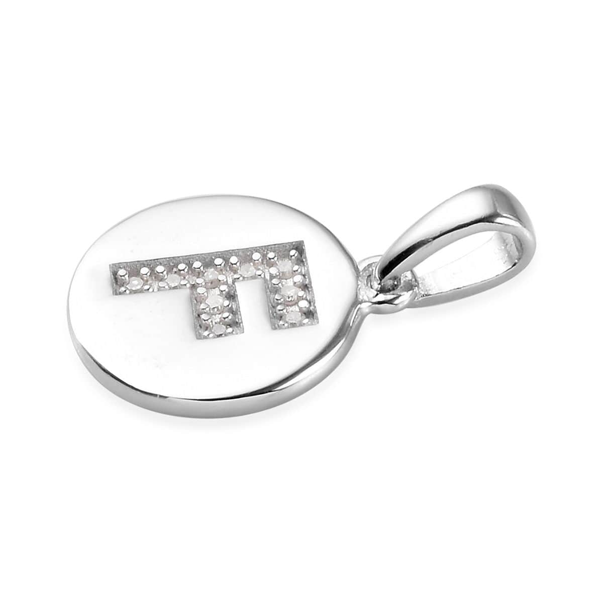 Lolos Exclusive Pick's Diamond Initial F Pendant in Platinum Over Sterling Silver 0.05 ctw image number 2