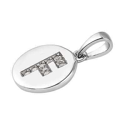 Lolos Exclusive Pick's Diamond Initial F Pendant in Platinum Over Sterling Silver 0.05 ctw