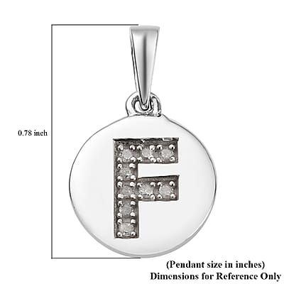 Lolos Exclusive Pick's Diamond Initial F Pendant in Platinum Over Sterling Silver 0.05 ctw