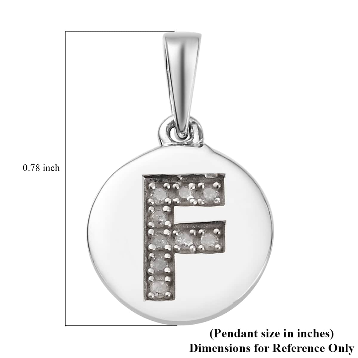 Lolos Exclusive Pick's Diamond Initial F Pendant in Platinum Over Sterling Silver 0.05 ctw image number 5