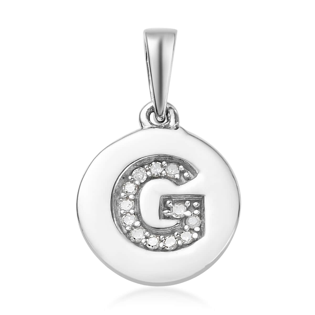 Lolos Exclusive Pick's Diamond Initial G Pendant in Platinum Over Sterling Silver 0.07 ctw image number 0