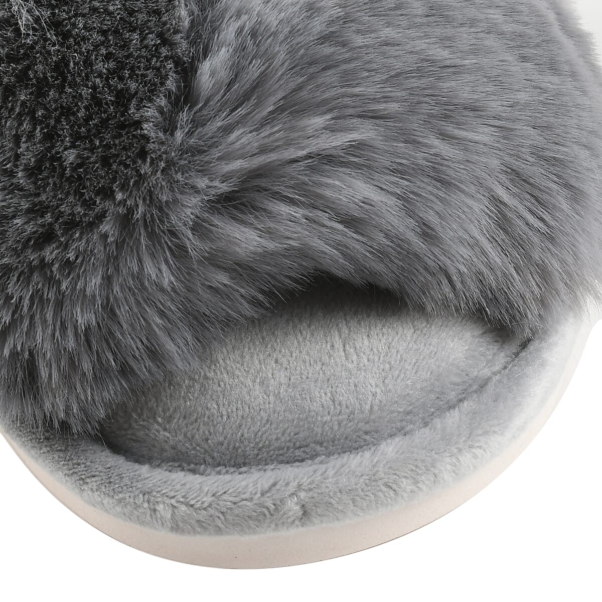 Passage Grey Faux Fur Soft Slipper (Polyester, Size 5-6) image number 2
