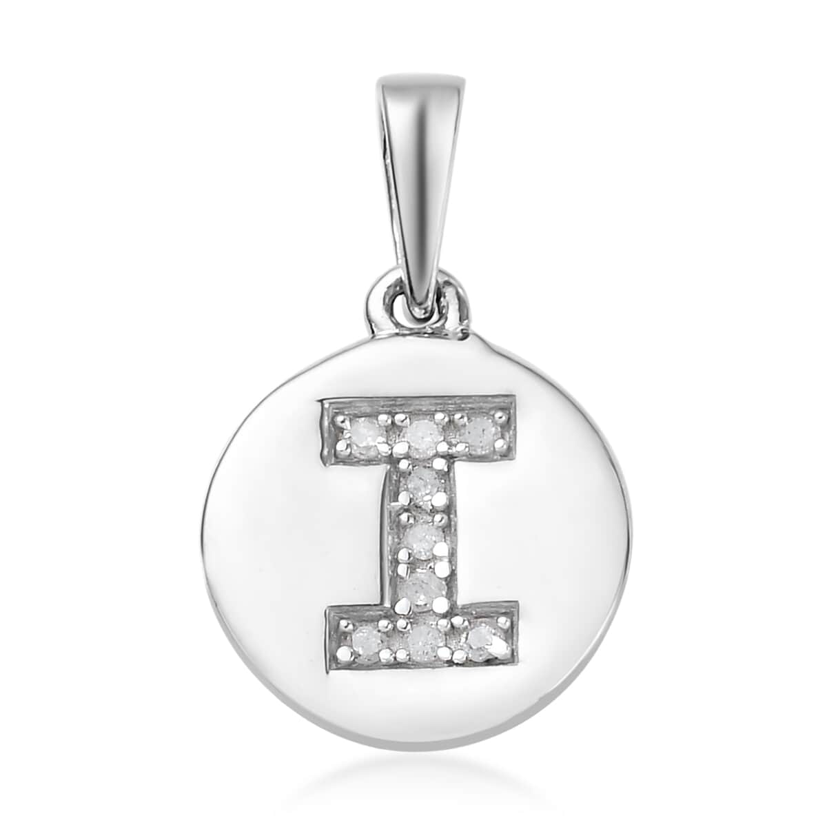Lolos Exclusive Pick's Diamond Initial I Pendant in Platinum Over Sterling Silver 0.05 ctw image number 0
