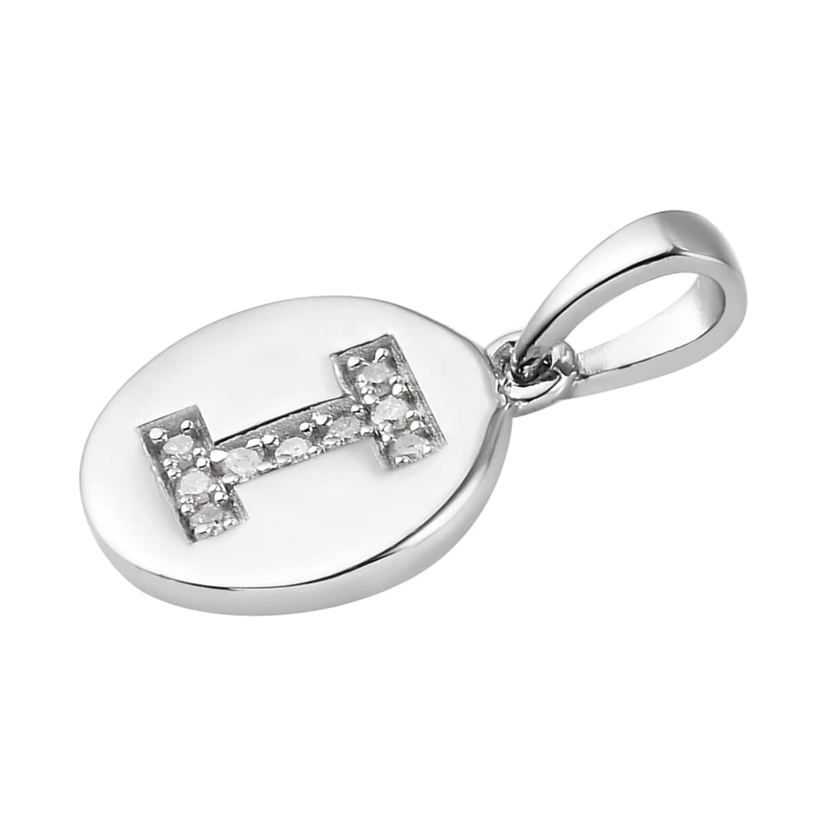 Lolos Exclusive Pick's Diamond Initial I Pendant in Platinum Over Sterling Silver 0.05 ctw image number 3