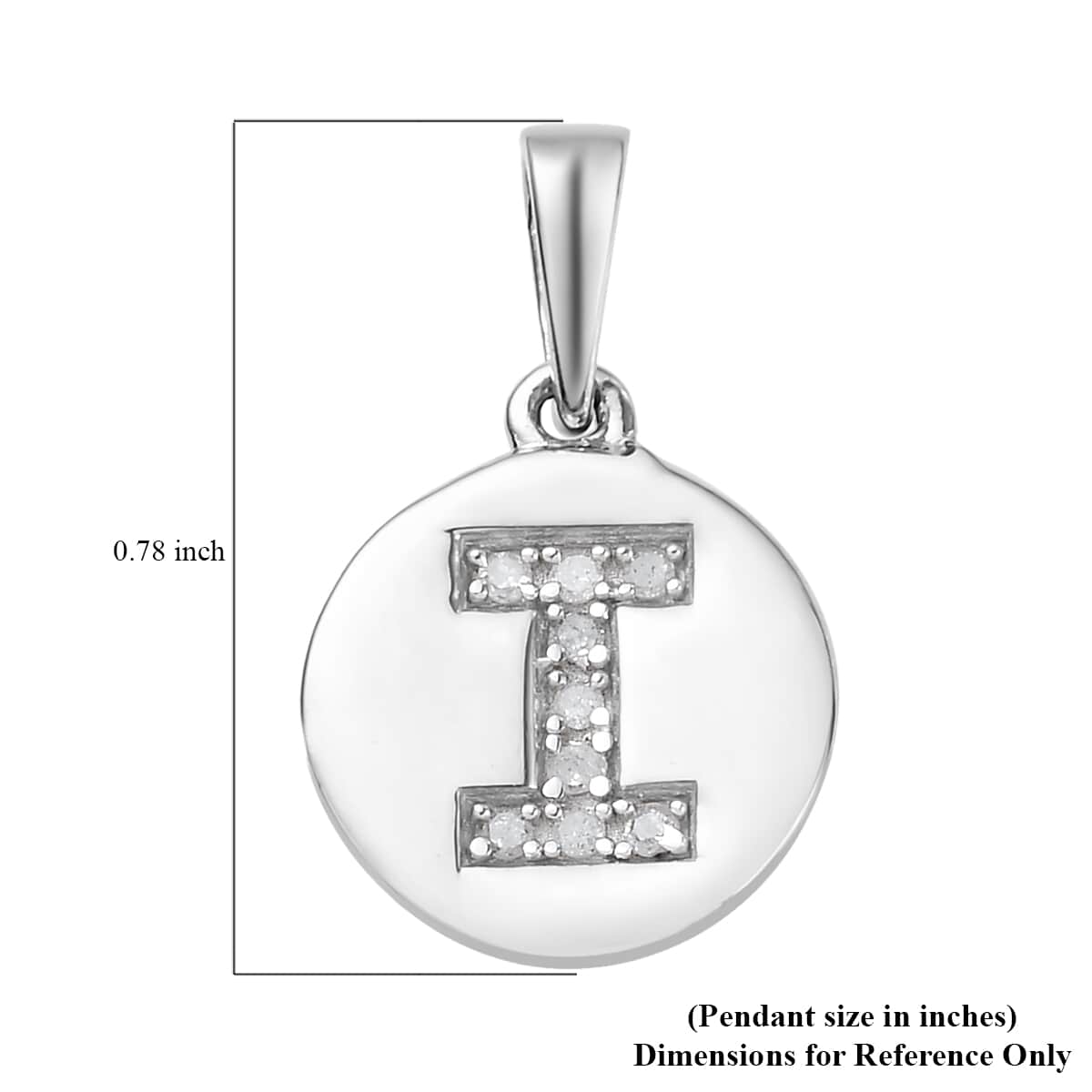 Lolos Exclusive Pick's Diamond Initial I Pendant in Platinum Over Sterling Silver 0.05 ctw image number 5