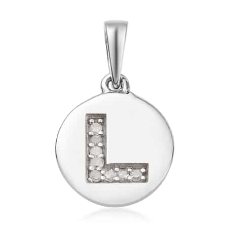 Lolos Exclusive Pick's Diamond Initial L Pendant in Platinum Over Sterling Silver 0.05 ctw image number 0