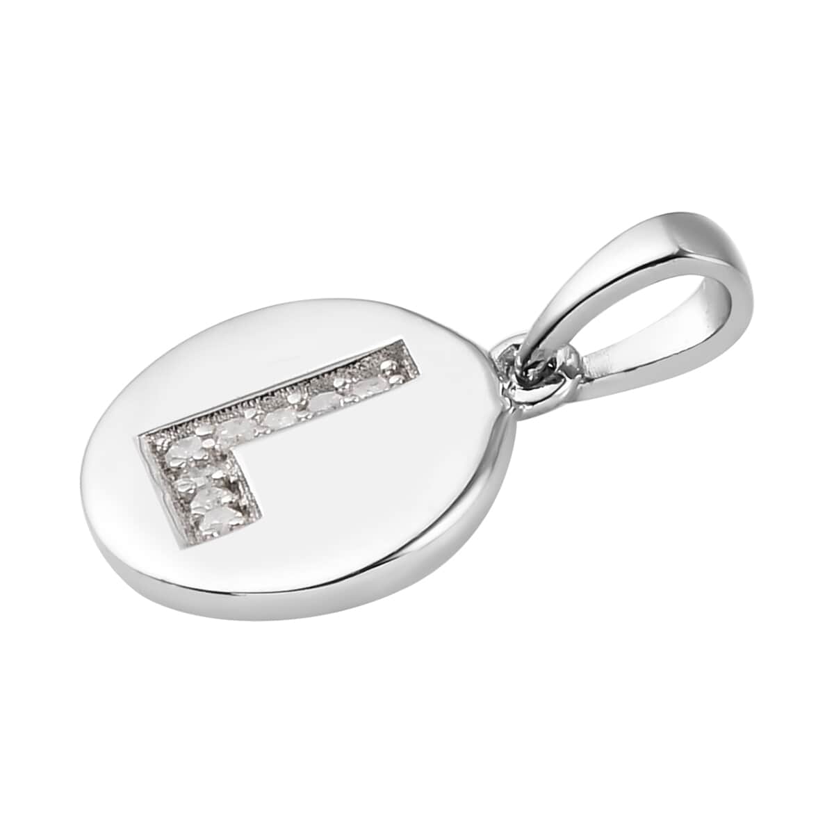 Lolos Exclusive Pick's Diamond Initial L Pendant in Platinum Over Sterling Silver 0.05 ctw image number 3