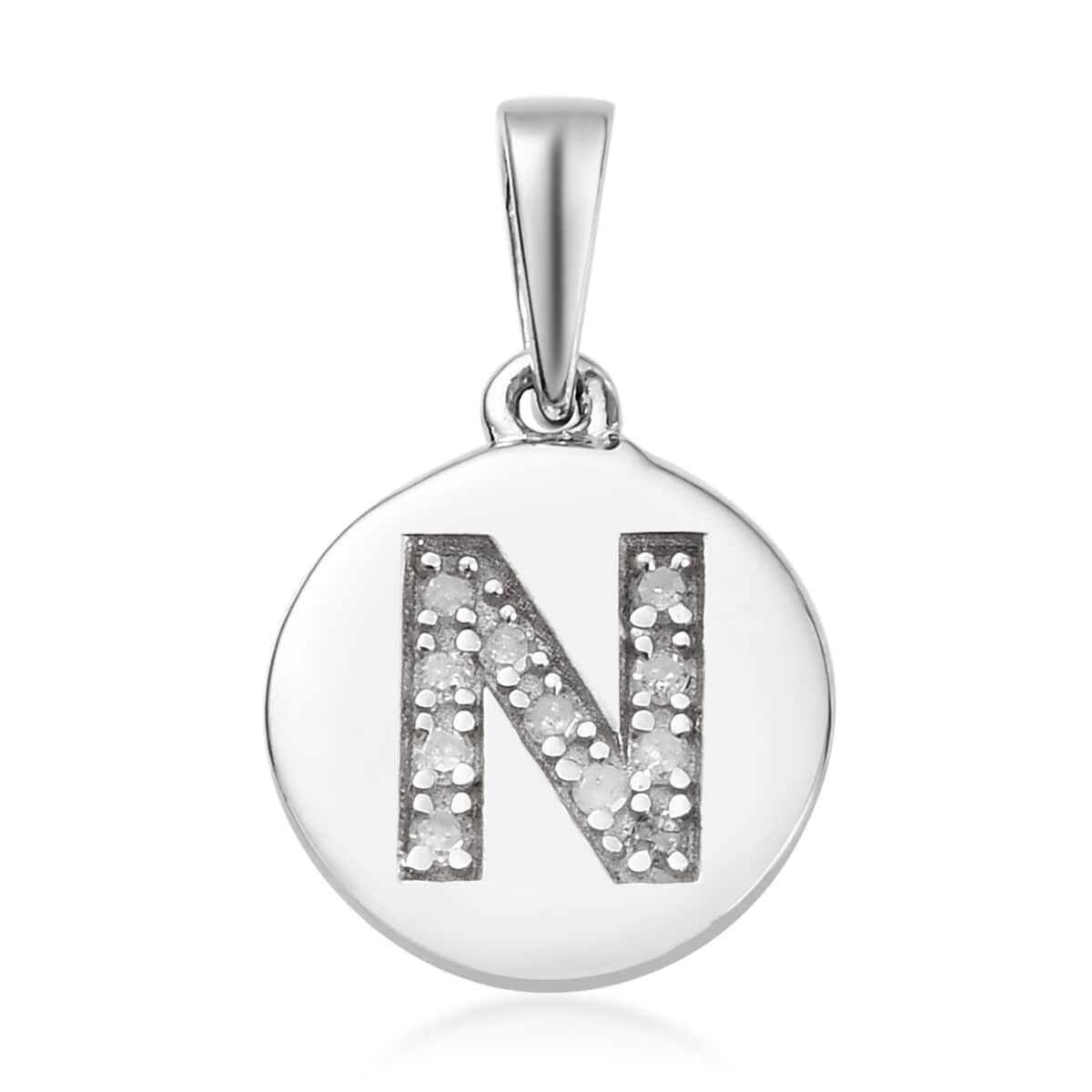 Lolos Exclusive Pick's Diamond Initial N Pendant in Platinum Over Sterling Silver 0.07 ctw image number 0