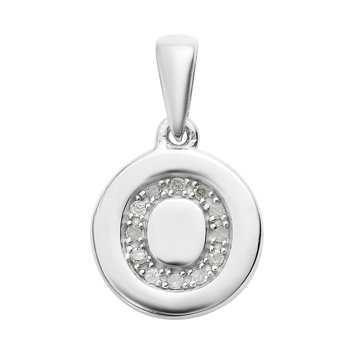 Lolos Exclusive Pick's Diamond Initial O Pendant in Platinum Over Sterling Silver 0.07 ctw image number 0