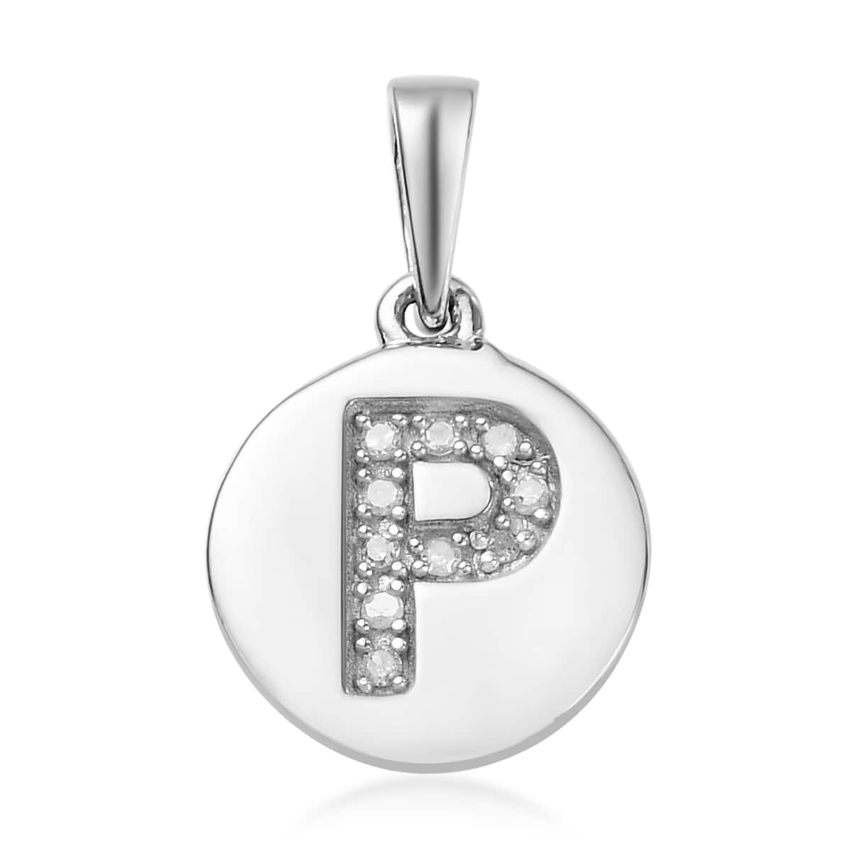 Lolos Exclusive Pick's Diamond Initial P Pendant in Platinum Over Sterling Silver 0.06 ctw image number 0