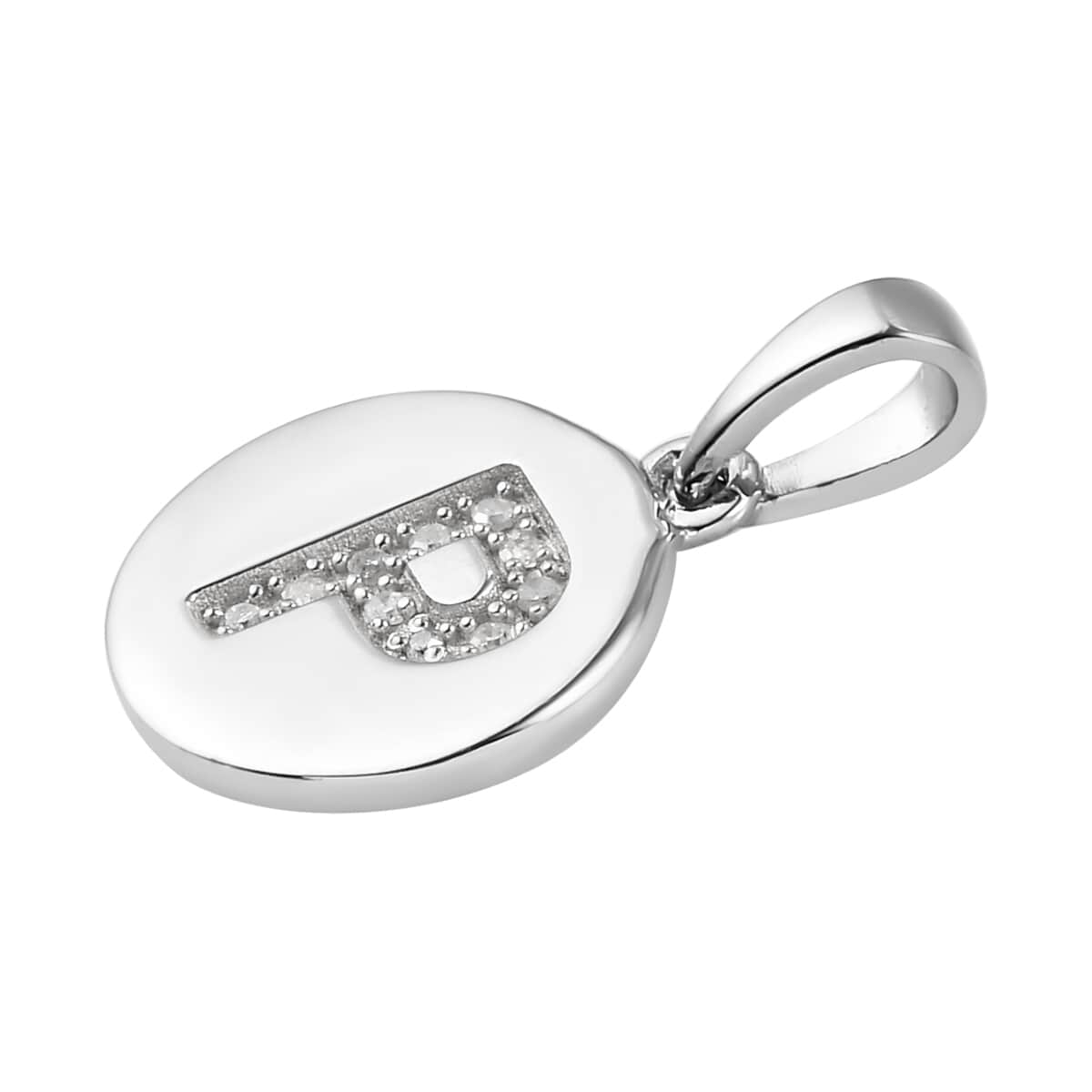 Lolos Exclusive Pick's Diamond Initial P Pendant in Platinum Over Sterling Silver 0.06 ctw image number 3