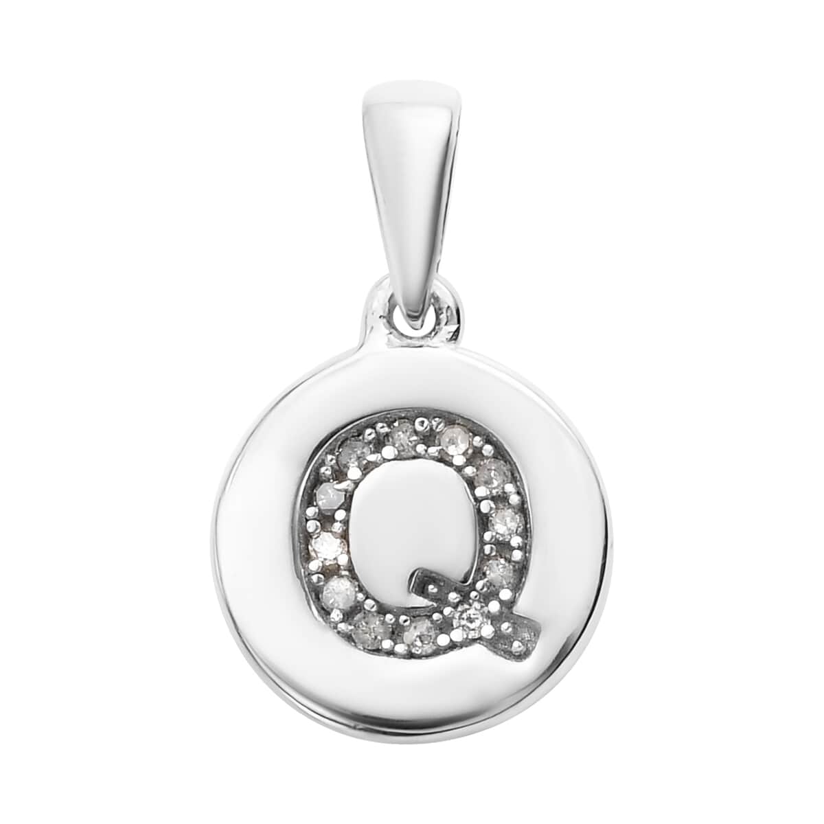 Lolos Exclusive Pick's Diamond Initial Q Pendant in Platinum Over Sterling Silver 0.07 ctw image number 0