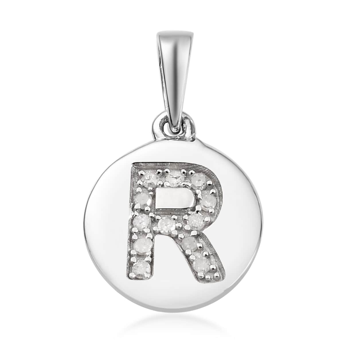 Lolos Exclusive Pick's Diamond Initial R Pendant in Platinum Over Sterling Silver 0.07 ctw image number 0