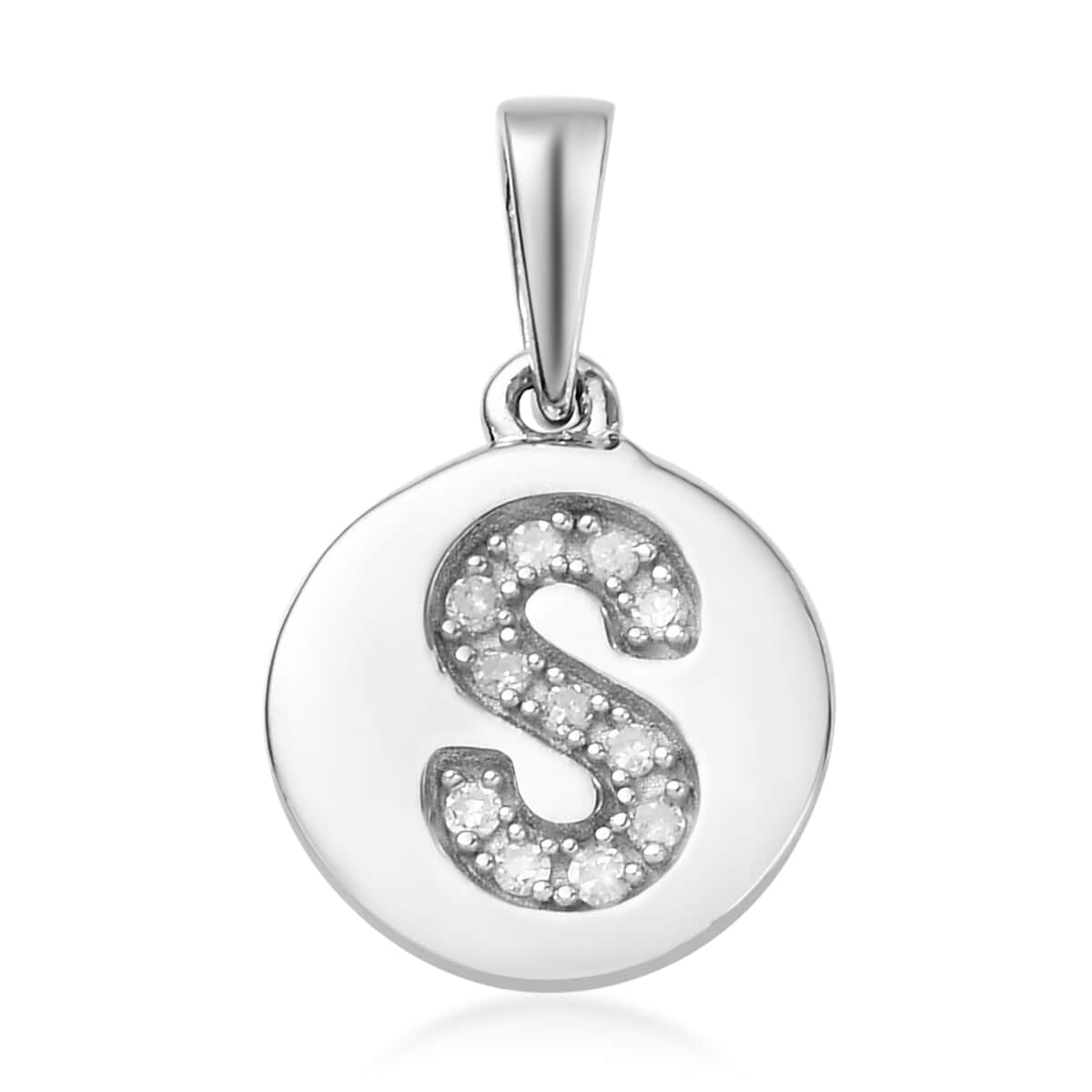 Lolos Exclusive Pick's Diamond Initial S Pendant in Platinum Over Sterling Silver 0.07 ctw image number 0