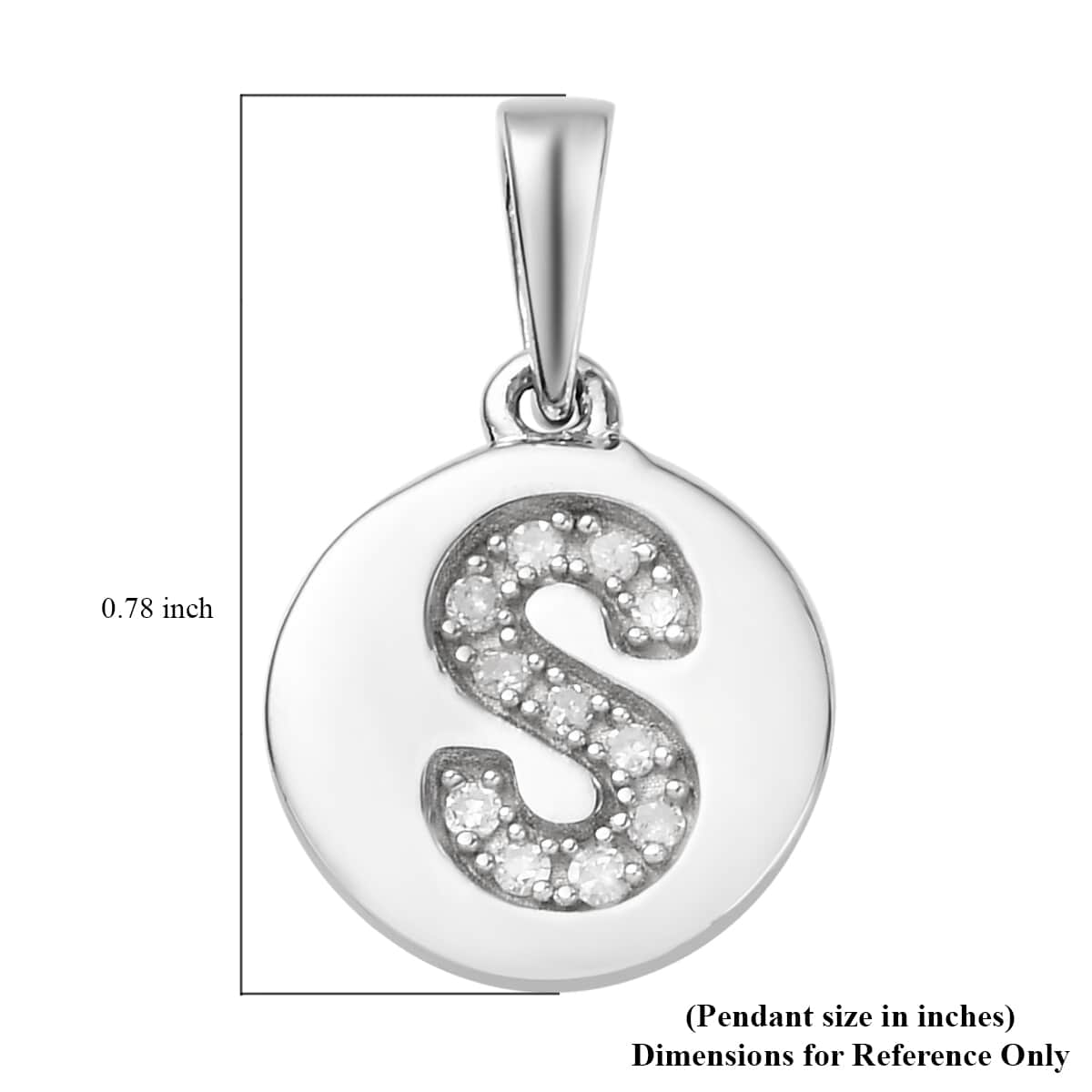 Lolos Exclusive Pick's Diamond Initial S Pendant in Platinum Over Sterling Silver 0.07 ctw image number 5