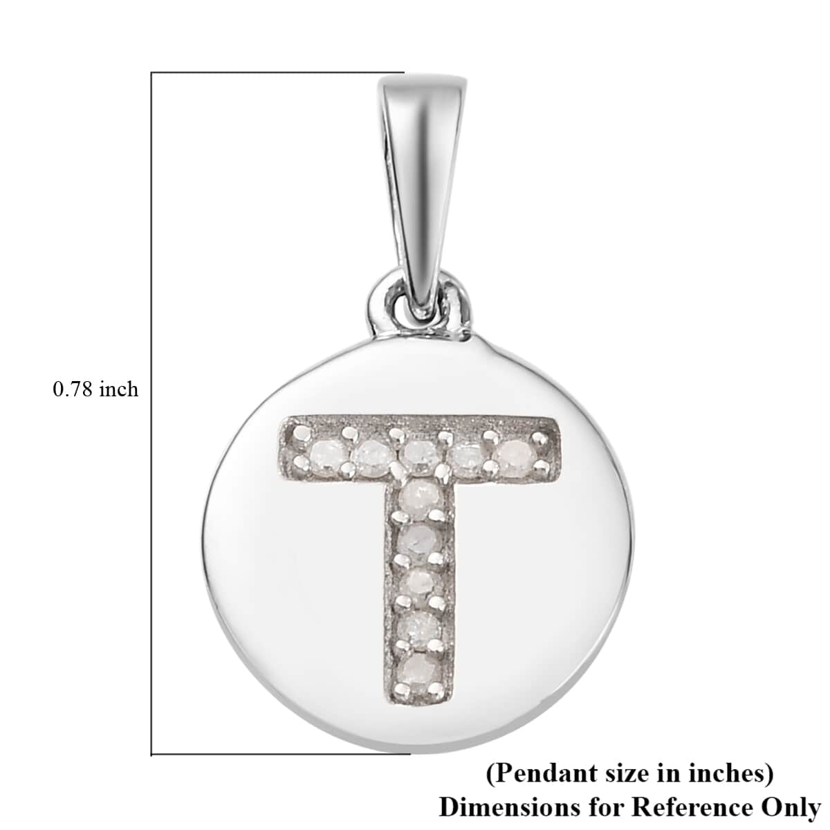 Lolos Exclusive Pick's Diamond Initial T Pendant in Platinum Over Sterling Silver 0.06 ctw image number 5