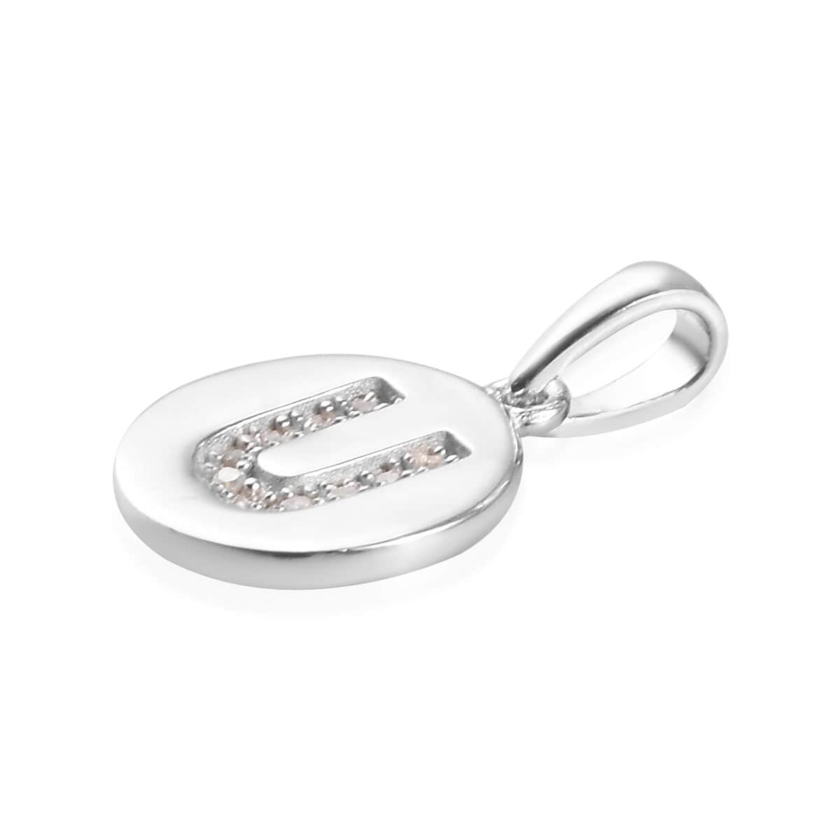 Lolos Exclusive Pick's Diamond Initial U Pendant in Platinum Over Sterling Silver 0.06 ctw image number 2