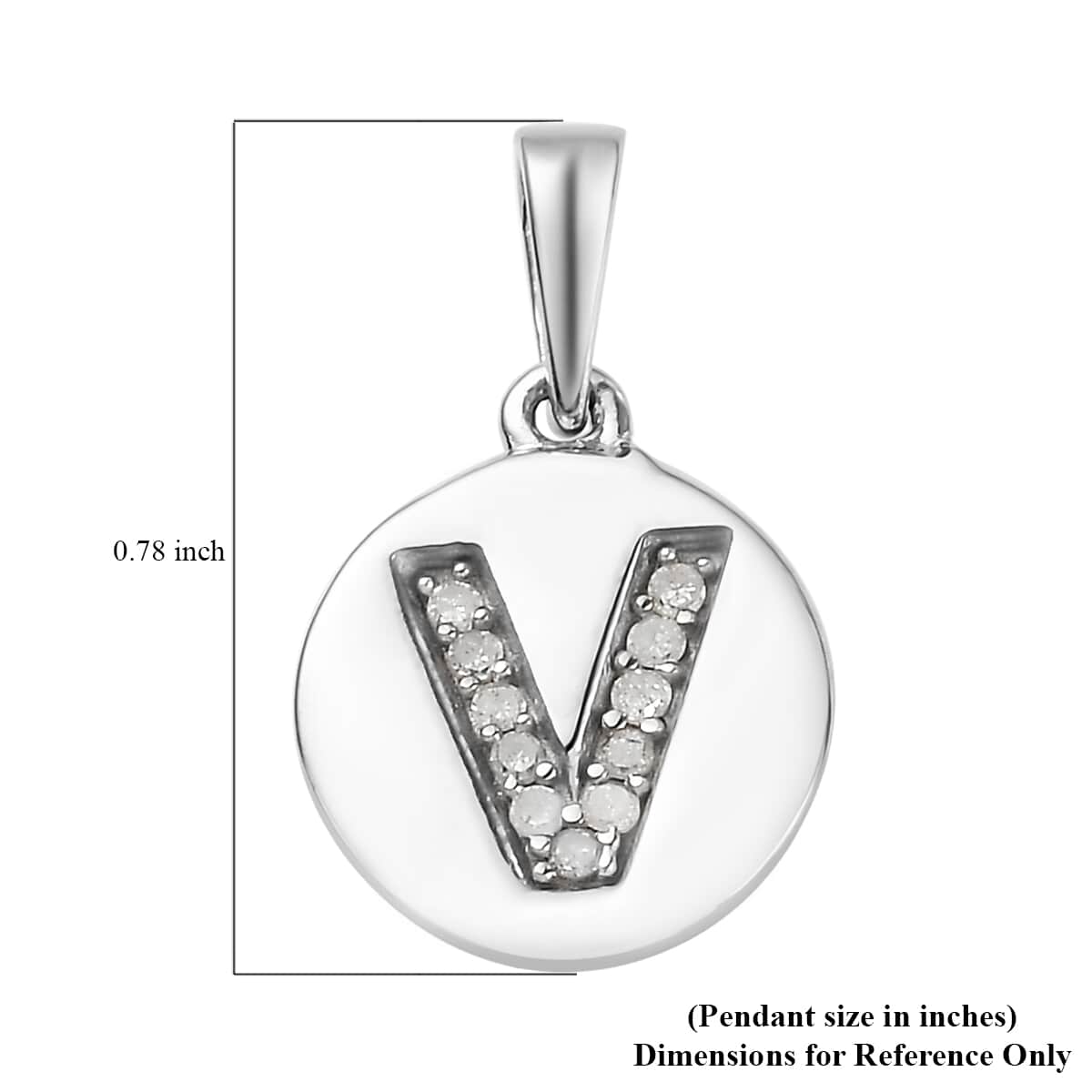Lolos Exclusive Pick's Diamond Initial V Pendant in Platinum Over Sterling Silver 0.07 ctw image number 5