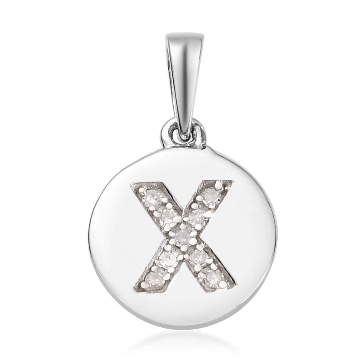 Lolos Exclusive Pick's Diamond Initial X Pendant in Platinum Over Sterling Silver 0.05 ctw image number 0