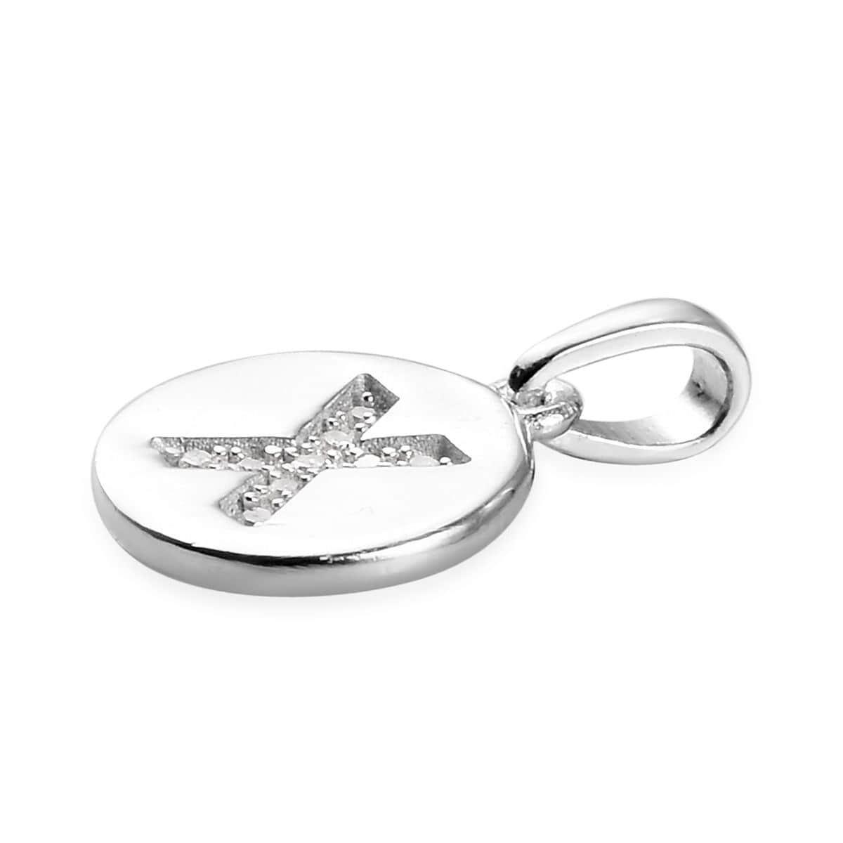 Lolos Exclusive Pick's Diamond Initial X Pendant in Platinum Over Sterling Silver 0.05 ctw image number 2